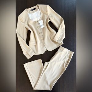 Zara Women's Beige Pantsuit Set